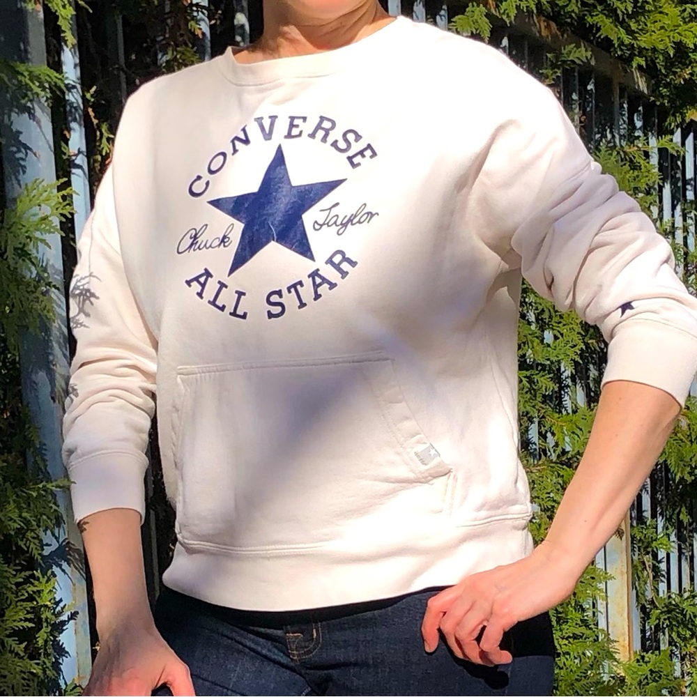 Vintage Chuck Taylor Converse All Star Crew Neck Big Logo Sweatshirt Size M